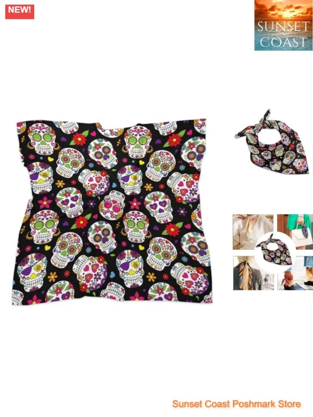 Silk Satin Square Head Scarf for Women Hair Wrap Bandana Hand Rolling Edge